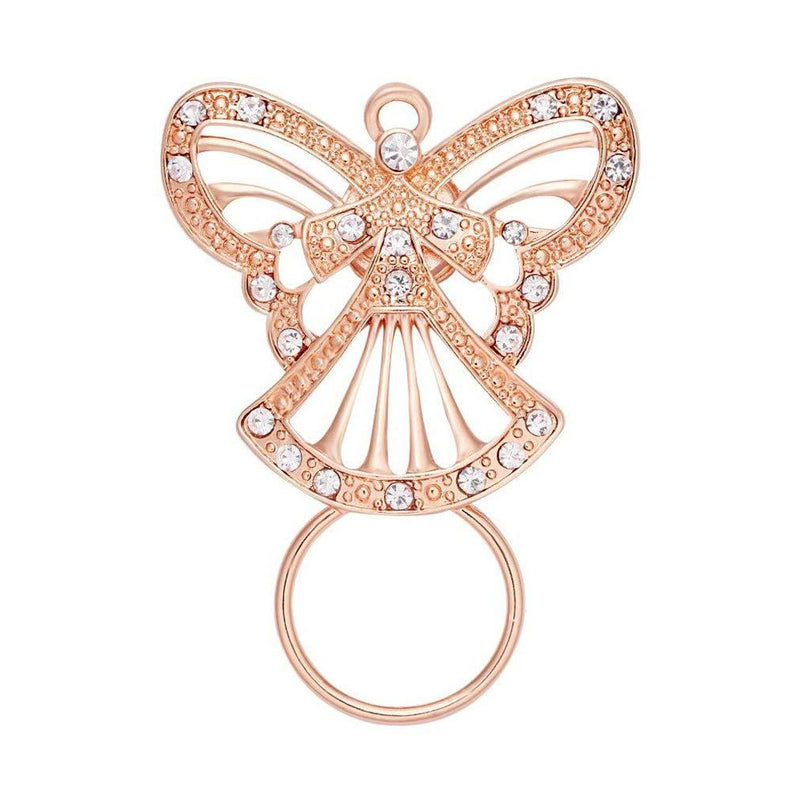 [Australia] - MANZHEN Crystal Guardian Angel Strong Magnetic Eyeglass Holder Clip Brooch for Shirt Rose gold 