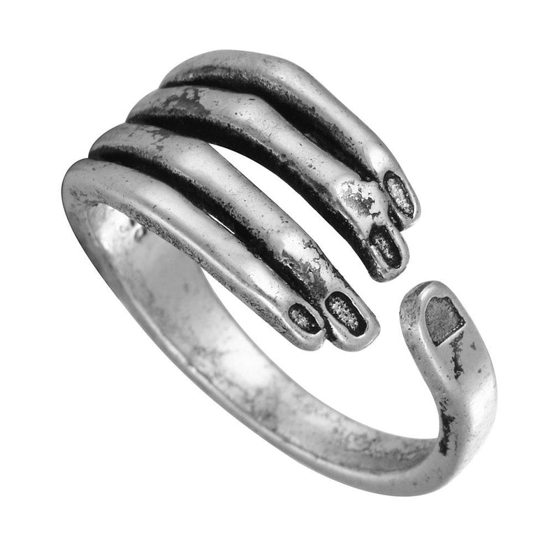 [Australia] - Chengxun Unisex Stainless Steel Rings Vintage Black Gothic Men Adjustable Silver Rings 