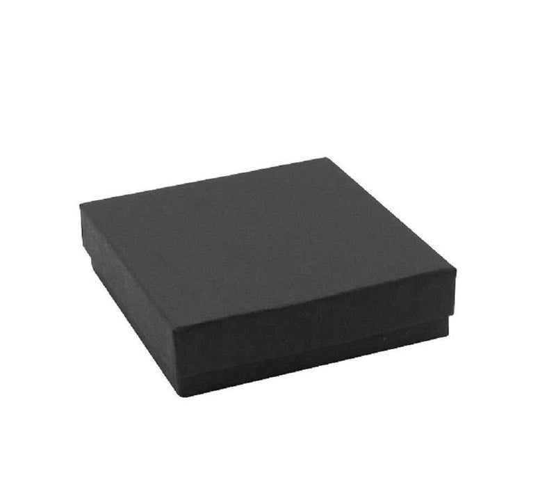[Australia] - 16 Pack Cotton Filled Matte Black Color Jewelry Gift and Retail Boxes 3.5 X 3.5 X 1 Inch Size by R J Displays 