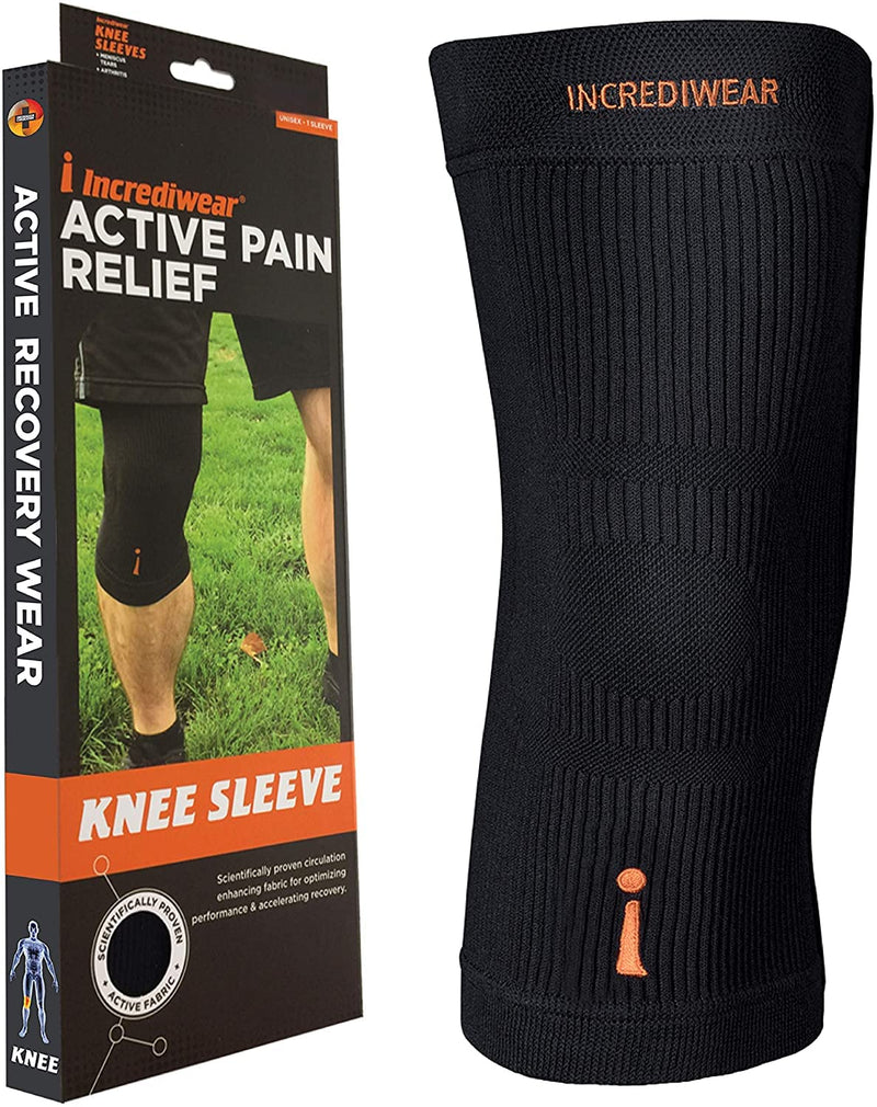 [Australia] - Incrediwear Knee Sleeve – Knee Braces for Knee Pain, Joint Pain Relief, Swelling, Inflammation Relief, and Circulation, Knee Support for Women and Men, Fits 14”-16” Above Kneecap (Black, Large) Black 
