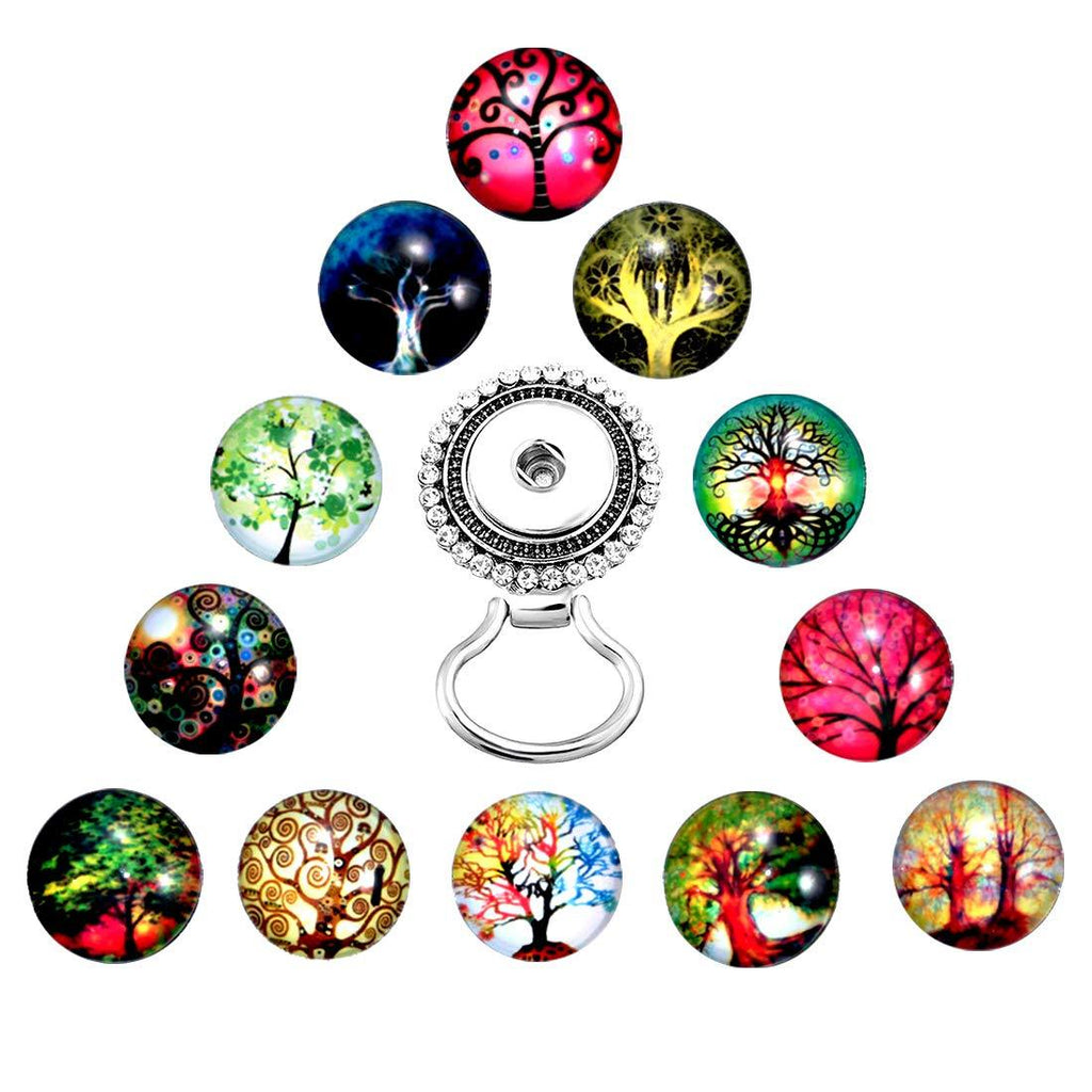 [Australia] - MJartoria Interchangeable Tree of Life Snap Buttons Centerpiece Eye Glass Holding Magnetic Brooch A-colorful 