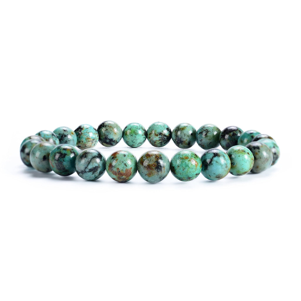 [Australia] - Cherry Tree Collection Natural Semi-Precious Gemstone Beaded Stretch Bracelet 8mm Round Beads 7" African Turquoise 