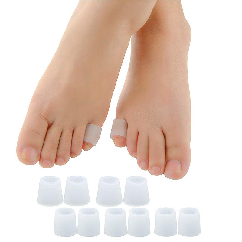 [Australia] - Povihome Gel Toe Protector, Toe Sleeves for Blister, Sore Corns, Prevent Friction from Shoes (3 Pairs Thin + 2 Pairs Thick) White (2 Pairs of Thick + 3 of Pairs Thin) 