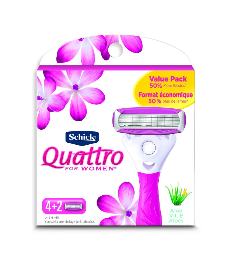 [Australia] - Schick Quattro Ultra Smooth Razor Blade Refills for Women Value Pack, 6 Count 6 Refills 