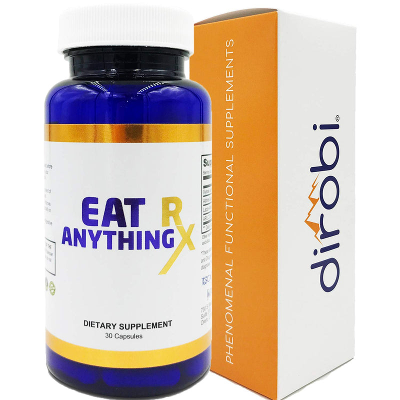 [Australia] - Dirobi Eat Anything Rx Digestive Enzymes, Gut-Health Supplements for Gas and Bloating Relief for Women and Men, Daily Prebiotic and Probiotic Supplement, 30 Capsules 30 Count (Pack of 1) 