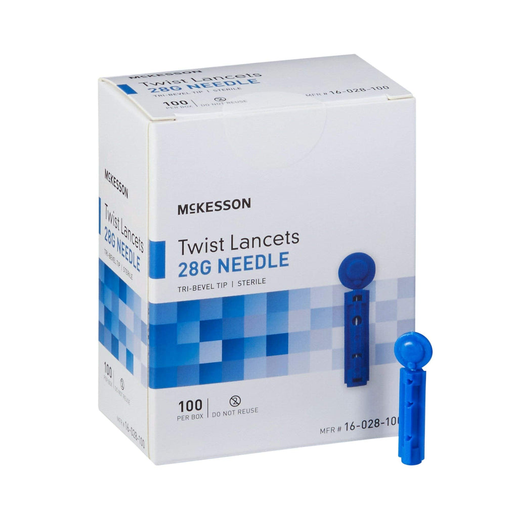 [Australia] - McKesson Twist Lancets, Sterile, 28 Gauge Needle, 1.8 mm, 100 Count, 1 Pack 100 ct 