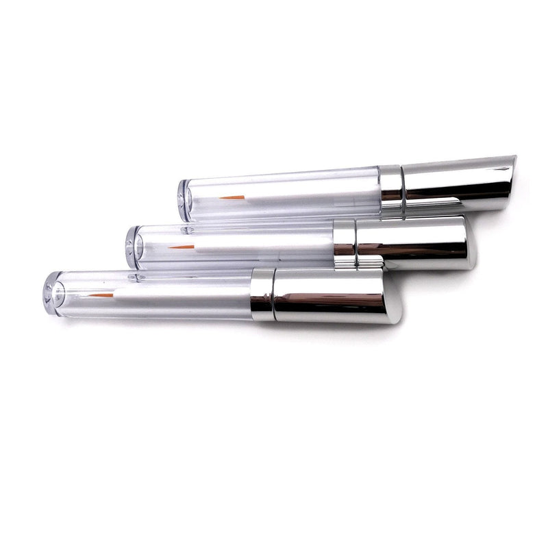 [Australia] - 3 pcs 5ml Silver Acrylic Empty Eyelashes Tube Eyeliner Vials Bottle With Wand Applicators for Eyelash/Eyebrow Growth Serum Castor Oil 