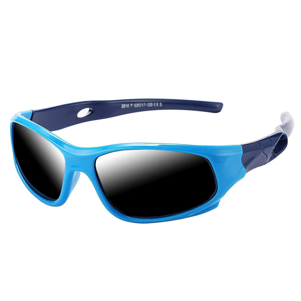 [Australia] - Pro Acme TR90 Unbreakable Polarized Sports Sunglasses for Kids Boys and Girls Baby Blue 57 Millimeters 