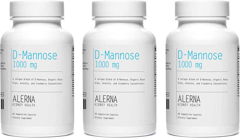 [Australia] - D-Mannose (1000mg) with Organic Rose Hips and Cranberry Concentrate to Support Normal Urinary Tract Function - (3 Bottles) 60 Count (Pack of 3) 
