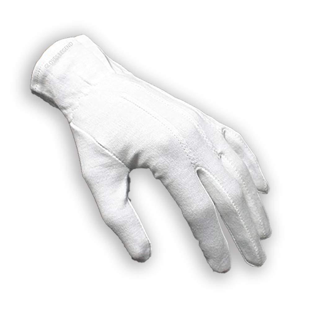 [Australia] - 10 Pair (20 gloves) Gloves Legend 100% White Cotton Marching Band Parade Formal dress gloves - Size Large 