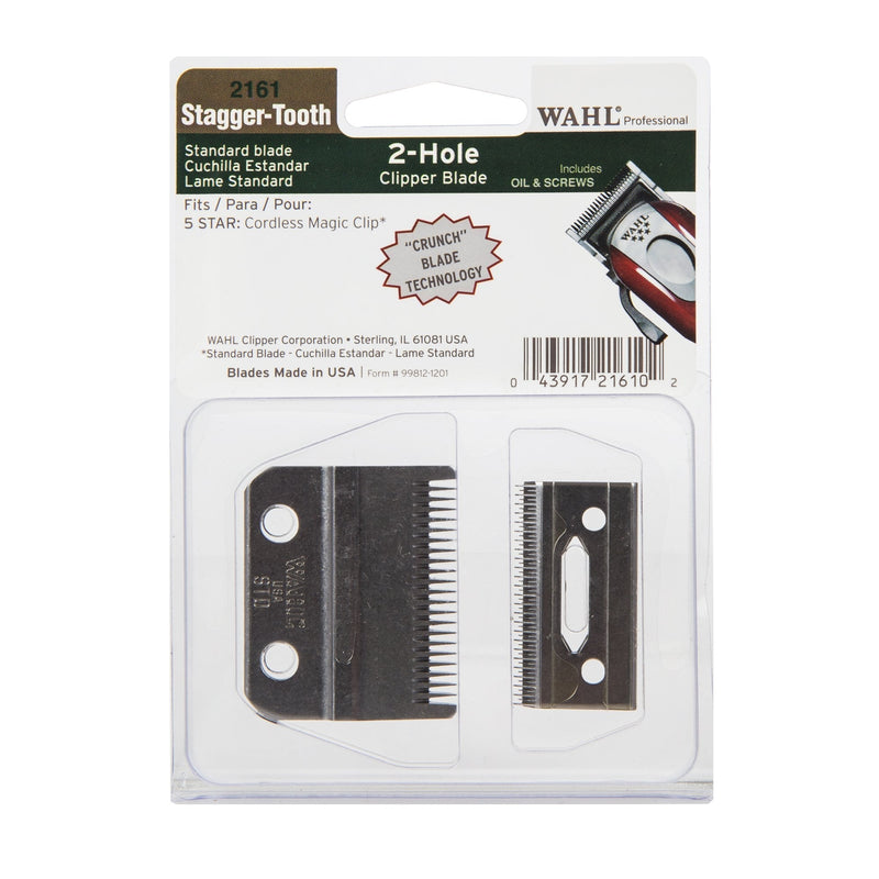 [Australia] - Wahl Professional Stagger-Tooth 2-Hole Clipper Blade #2161 - For the 5 Star Series Cordless Magic Clip - Includes Oil and Screws, Black 
