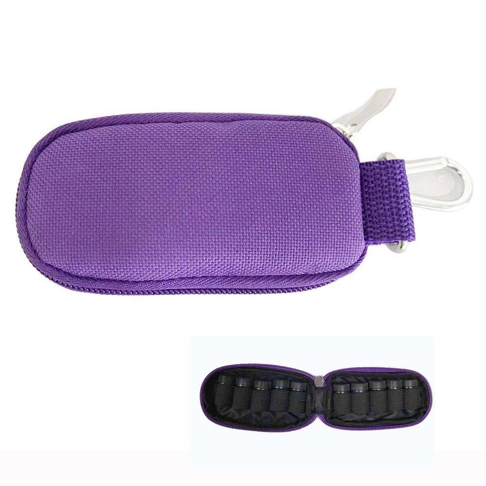 [Australia] - Keychain Essential Oil Carrying Case Holds 10 Bottles 2ml&3ml for Travel or Home Storage Shockproof Padded Thick Foam Inside with with 5pack 2ml Dram Vials Sample ( Purple) 
