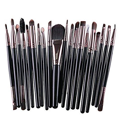 [Australia] - Kolight 20pcs Cosmetic Makeup Brushes Set Eyeshadow Lip Brush for Beautiful Female (Black+Coffee) Black+Coffee 