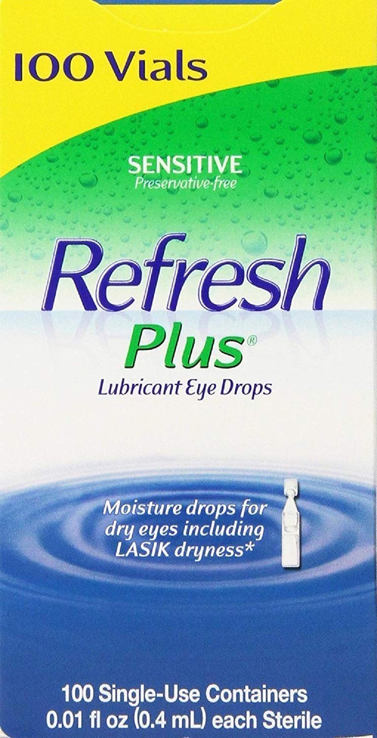 [Australia] - Allergan Refresh Plus Lubricant Eye Drops Single-Use Vials - LargerSize 2Pack (100 ct ) 