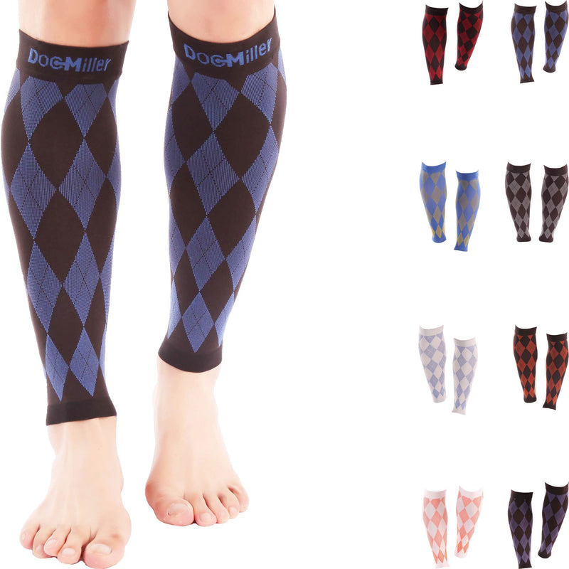 [Australia] - Doc Miller Calf Compression Sleeve for Men & Women - Fast Leg Pain Relief from Shin Splints, Varicose Veins - All Day Calf Support for Running, Travel & Everyday Use Black.Blue Medium 