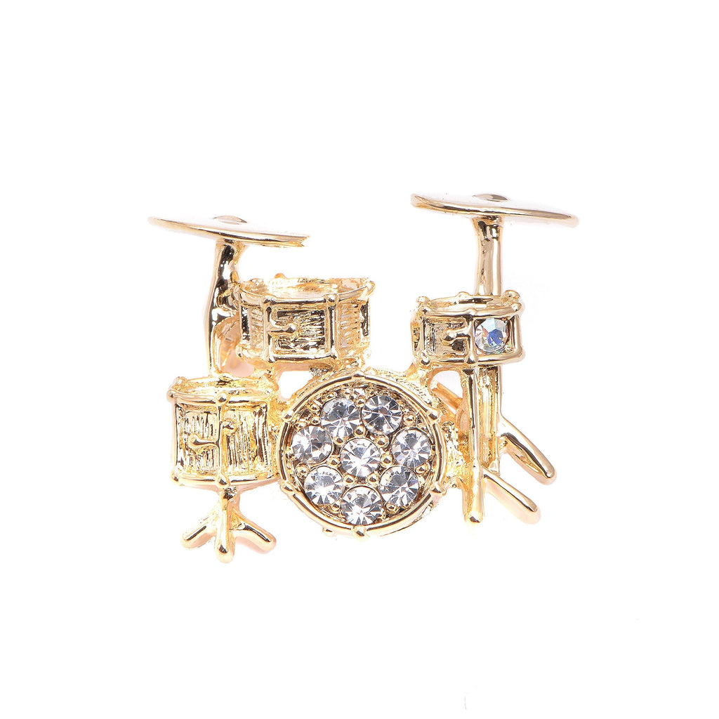 [Australia] - Spinningdaisy Tiny Jewel Crystal 3D Drum Set Brooch Pin Gold 