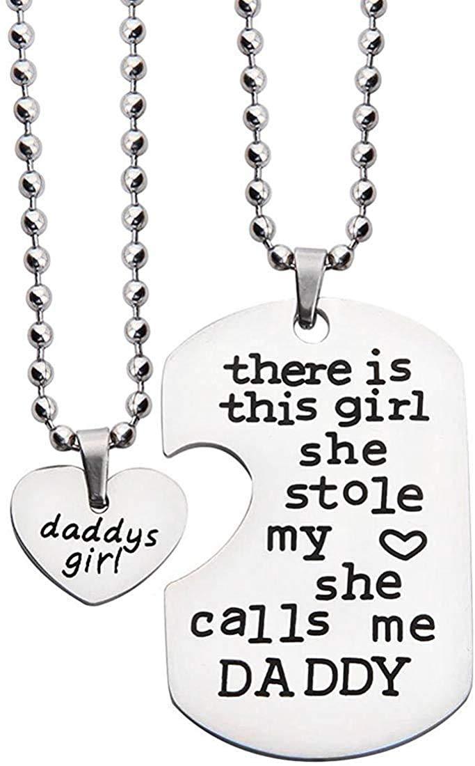 [Australia] - WUSUANED Father and Daughter Gift There is This Girl She Stole My Heart She Calls Me Daddy Father Daughter Necklace Set Daddys Girl Jewelry Daddy Gift from Daughter 