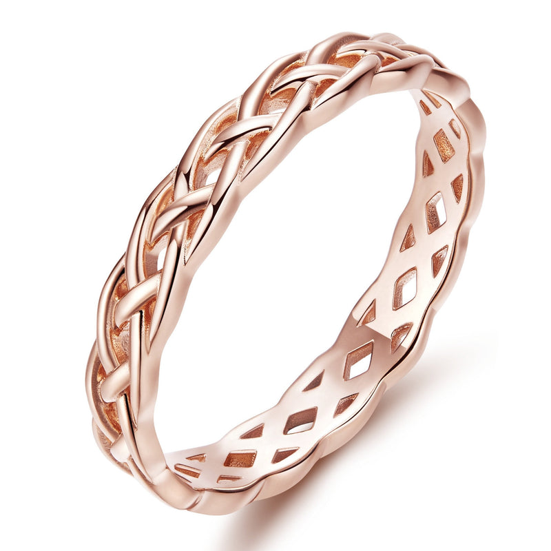 [Australia] - SOMEN TUNGSTEN 925 Sterling Silver Celtic Knot Eternity Band Ring Engagement Wedding Band 4mm Size 4-11 Rose Gold 