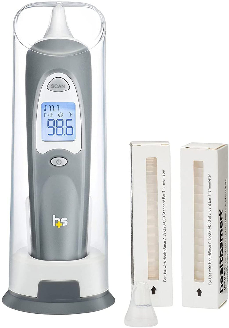 [Australia] - HealthSmart Digital Ear Thermometer for Babies, Kids and Adults - Instant and Accurate Results, Infrared Technology, Visual Fever Indicator, and 30 Disposable Lens Covers 