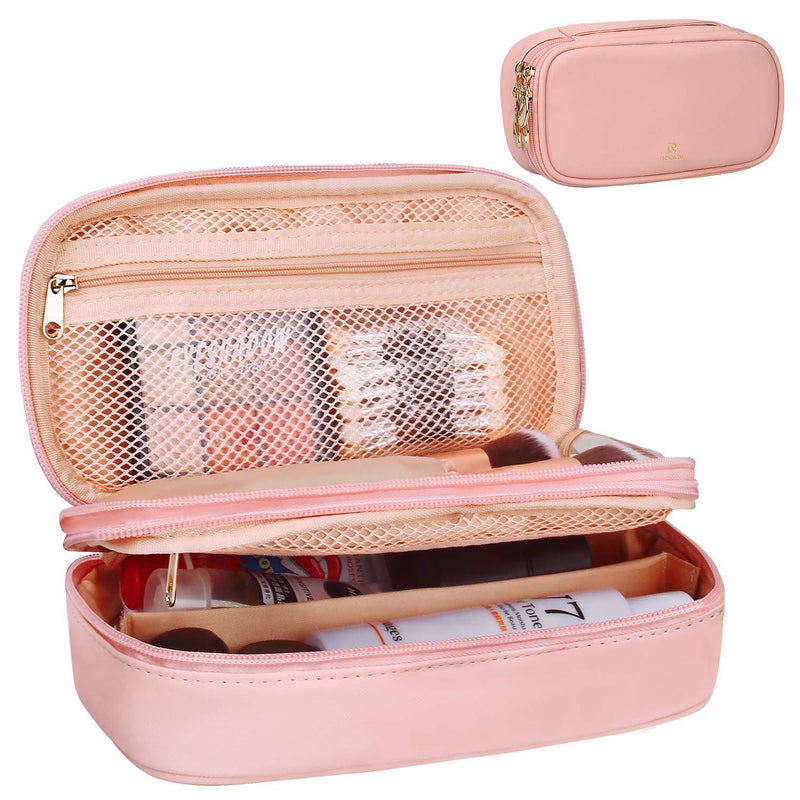 [Australia] - Relavel Makeup Bag Small Travel Cosmetic Bag for Women Girls Makeup Brushes Bag Portable 2 Layer Cosmetic Case Brush Organizer Christmas Gift (Pink) 1 Pink 