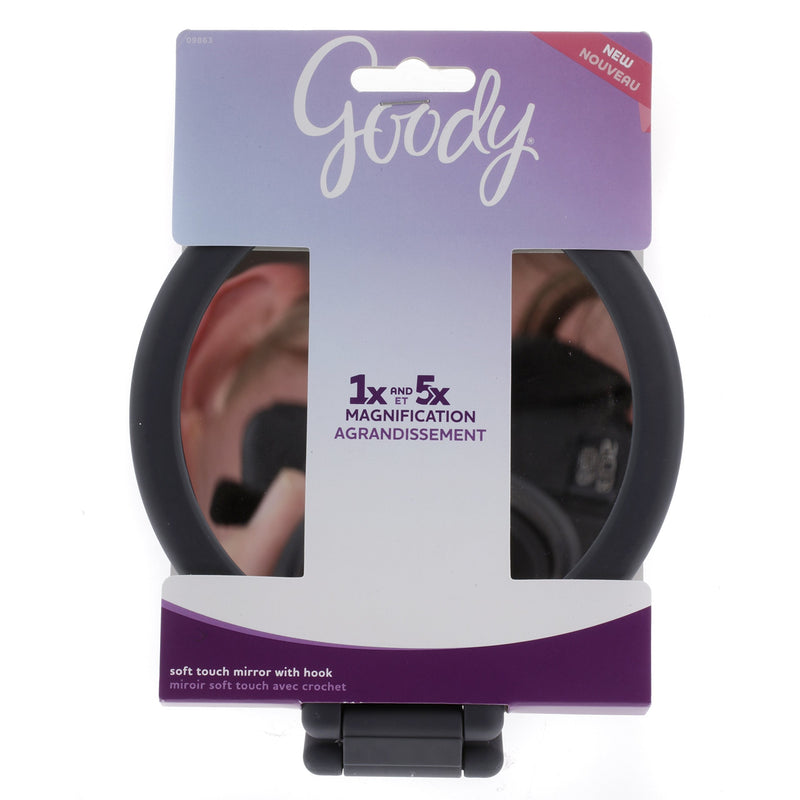 [Australia] - Goody Soft Touch 3 Piece Hand Mirror with Dual Magnification and Hook, Grey 