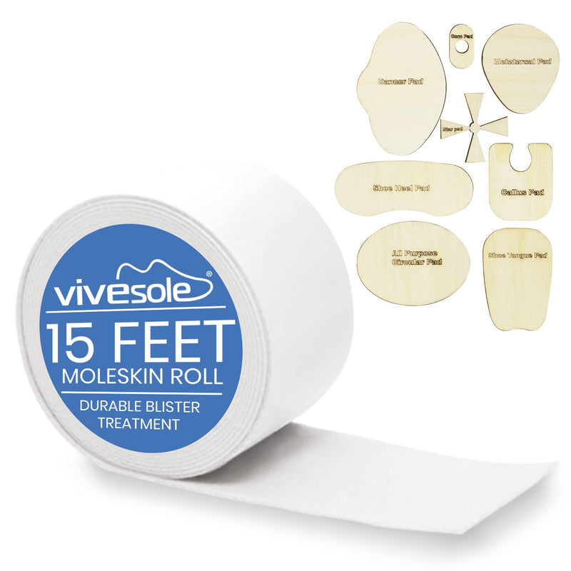 [Australia] - ViveSole Blister Prevention Moleskin Padding Tape, 3" x 5 Yards - Pad Protection Treatment for Heel, Foot, Toe, Callus – Adhesive Anti-Blister Band Aid Pad, Large Feet Heal Roll, XL Bandage Cushion 