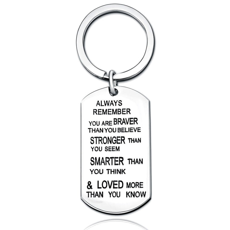 [Australia] - Stainless Steel Key Chain Ring You are Braver Stronger Smarter Than You Think Pendant Family Friend Gift (Stainless Steel) Stainless Steel 