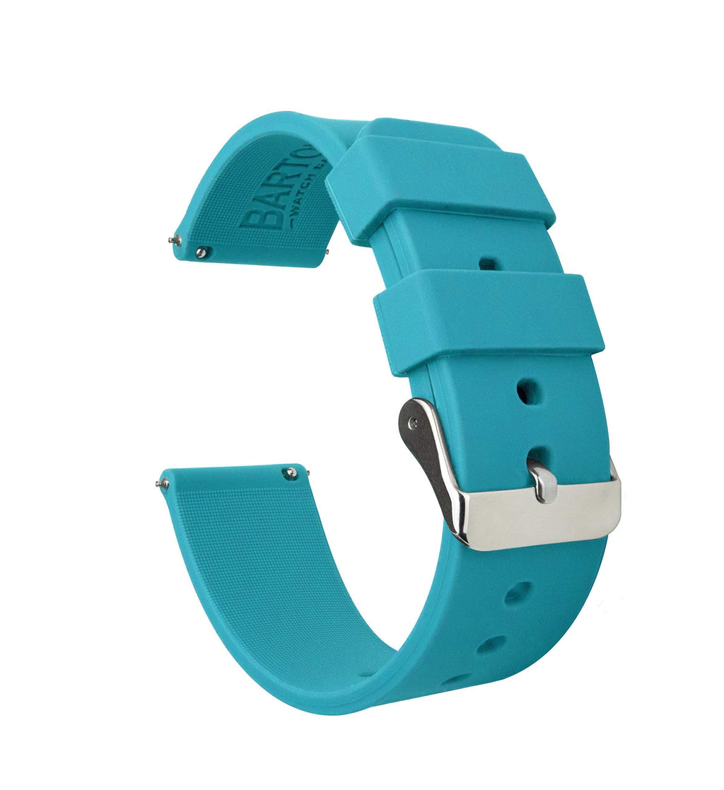 [Australia] - BARTON Watch Bands - Soft Silicone Quick Release Straps - Choose Color & Width - 16mm, 18mm, 20mm, 22mm, 24mm - Silky Soft Rubber Watch Bands Aqua Blue 