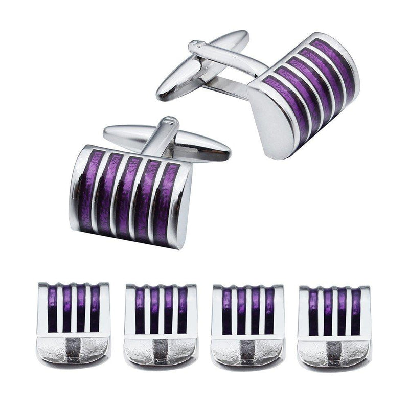 [Australia] - HAWSON Graceful Enamel Tuxedo Cufflinks and Studs Set for Wedding Accessories Purple 