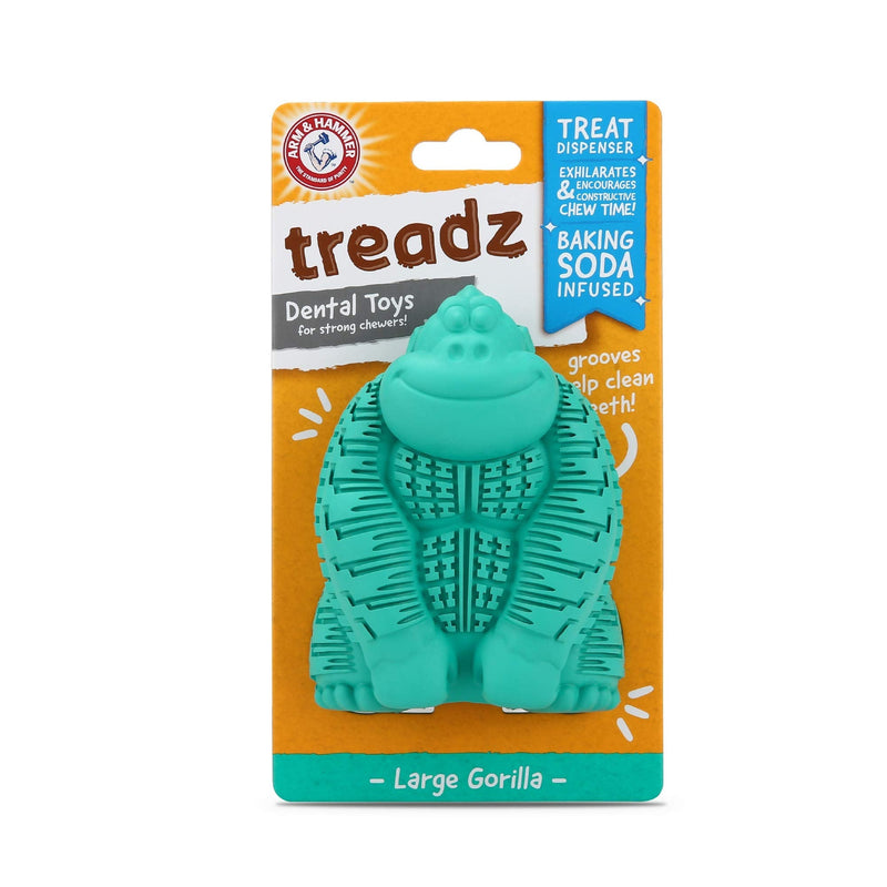 [Australia] - Arm & Hammer for Pets Super Treadz Gorilla Dental Chew Toy for Dogs - Dog Dental Chew Toys Reduce Plaque & Tartar Buildup Without Brushing - Safe for Dogs up to 35 Lbs Large - 1 Pack 