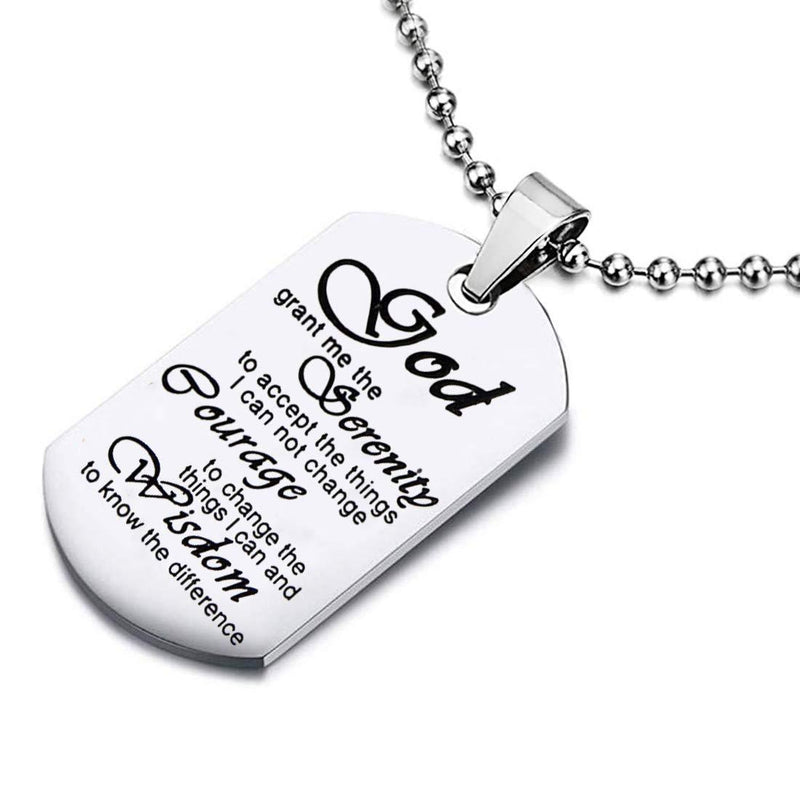 [Australia] - Zuo Bao Meaningful Words Hand Stamped Stainless Steel Dog Tag Pendant Necklace Inspirational Gifts Serenity Prayer 