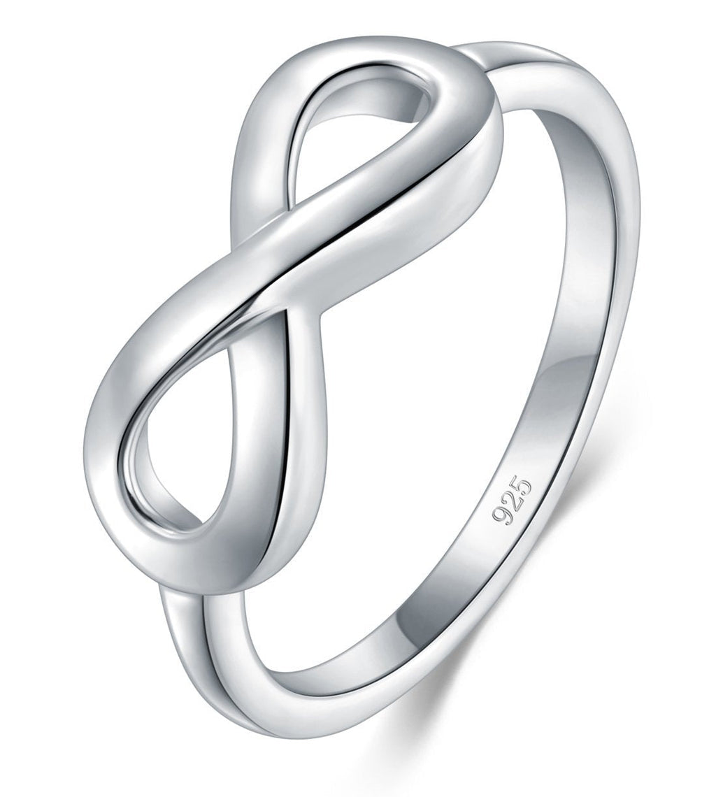 [Australia] - BORUO 925 Sterling Silver Ring High Polish Infinity Symbol Tarnish Resistant Comfort Fit Wedding Band Ring Size 4-12 infinity 1 