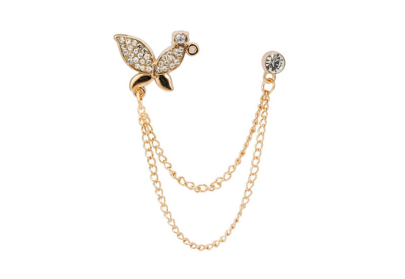 [Australia] - Knighthood Golden Swarovski Butterfly with Hanging Chain Brooch Golden 