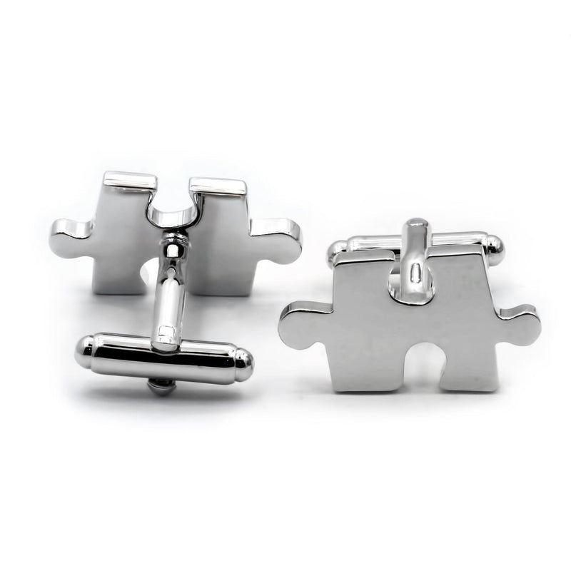 [Australia] - Simplicity Jigsaw Puzzle Piece Silver Tuxedo Shirts Cufflinks 