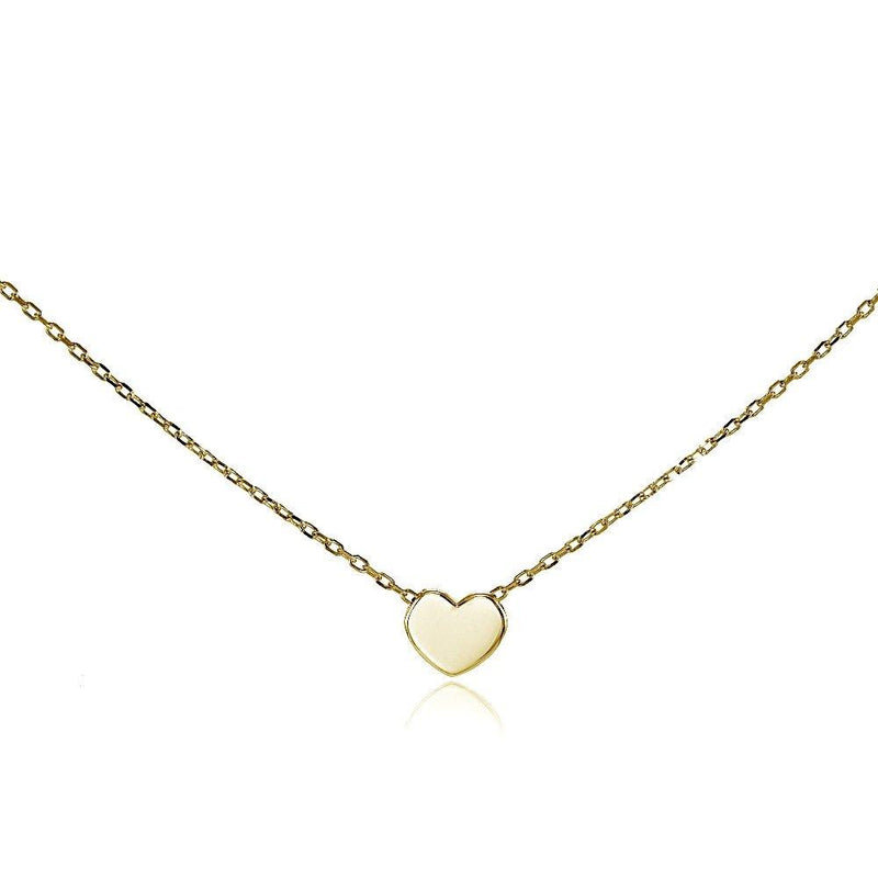 [Australia] - Hoops & Loops Sterling Silver Polished Heart Tiny Choker Necklace Yellow Gold Flashed Silver 