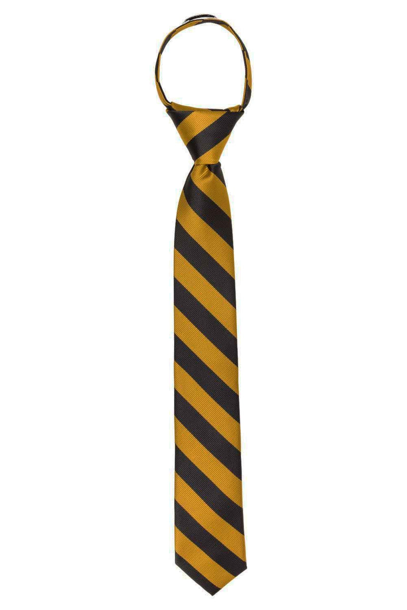 [Australia] - Jacob Alexander Stripe Woven Boys 14" College Striped Zipper Tie Gold Black 