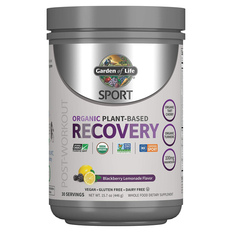 [Australia] - Garden of Life Sport Vegan Organic Plant Based Post Workout Muscle Recovery Powder for Men & Women - BlackBerry Lemonade 30 Servings, 100mg Magnesium, Antioxidants, Supplements, 15.7 Oz 