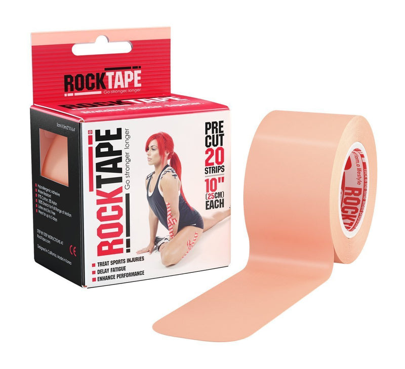 [Australia] - RockTape Original 2-Inch Water-Resistant Kinesiology Tape 20 Pre-Cut Strips Beige 