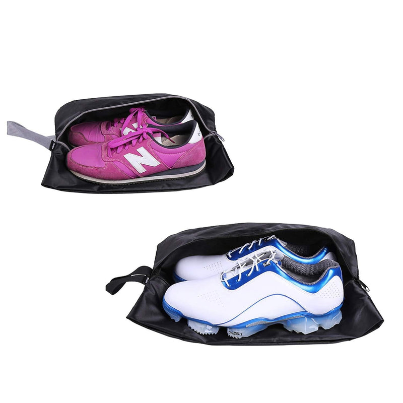 [Australia] - YAMIU Travel Shoe Bags Set of 2 Waterproof Nylon with Zipper for Men & Women (Black) Black 