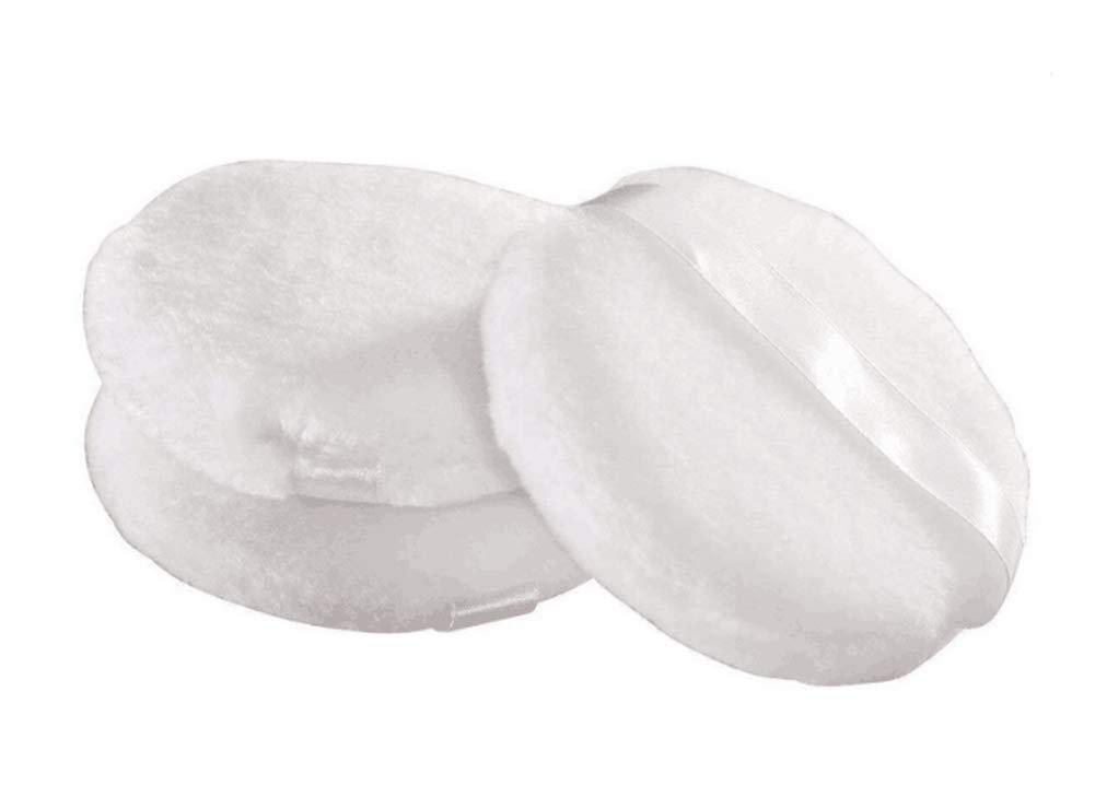 [Australia] - 3PCS Women Lady Girls White Super Soft Plush Round Velour Loose Powder Puff with Ribbon Skin Care Facial Makeup Cosmetic Powder Puff - 3.15" Diameter 