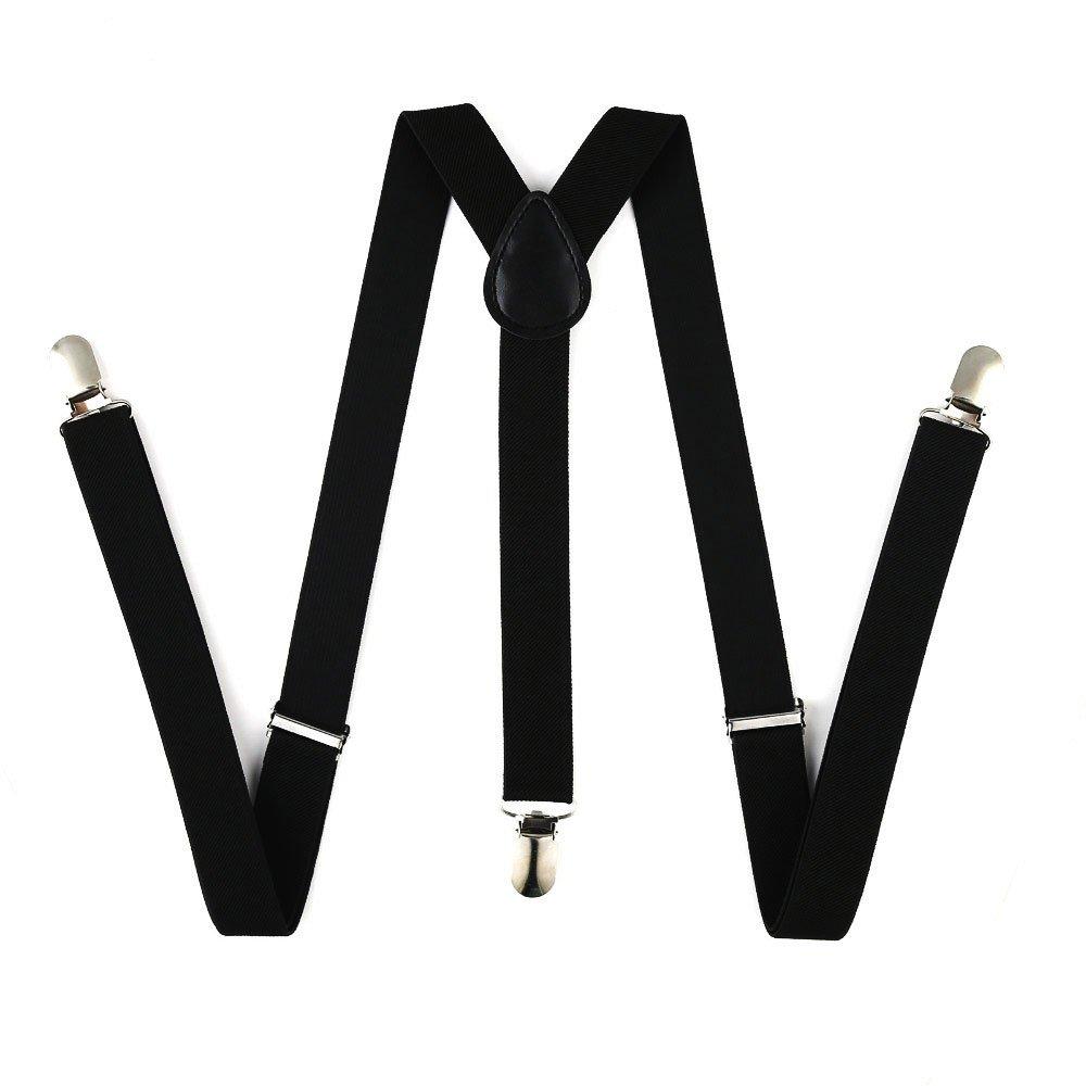 [Australia] - Cinny Suspender for Men and Women Polyester with Metal Clips Black 