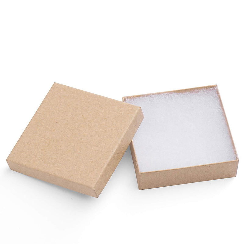 [Australia] - Mesha 20-Pack 3.5X3.5X1 Inch Cardboard Jewelry Boxes, Thick Paper Box Bulk for Jewelry Gift Packaging/Shipping, Bracelet Gift Case with Cotton Filled and Lids -Brown Brown-20Pcs 