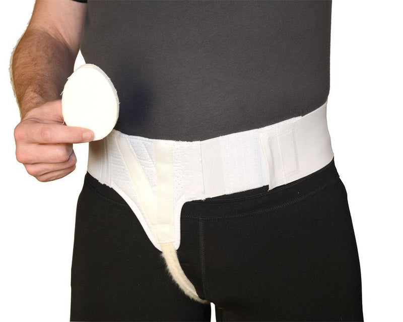 [Australia] - Mobility Transfer Systems MTS Right Side Hernia Support Truss Belt with Compression Pad for Men, Medium, White 