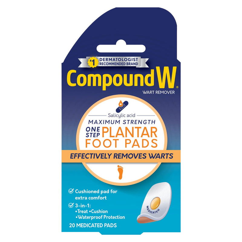 [Australia] - Compound W Maximum Strength One Step Plantar Wart Remover Foot Pads, 20 Count Plantar Wart Foot Pads 