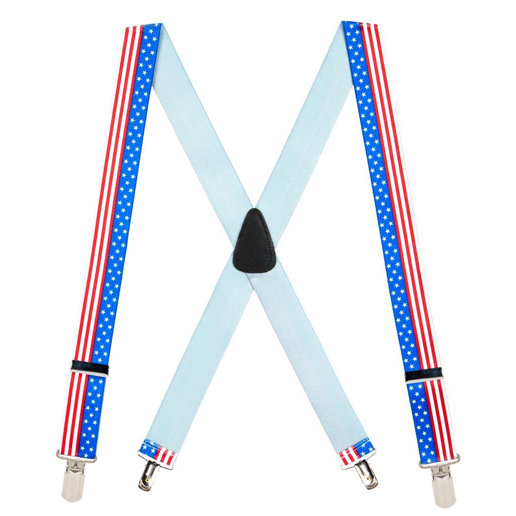 [Australia] - SuspenderStore Men's Stars And Stripes 1.5-Inch Wide Suspenders - Small Pin Clip 60" for 6'4" to 6'9" tall 