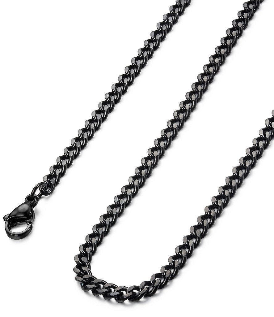 [Australia] - FIBO STEEL 3.5-6mm Stainless Steel Mens Womens Necklace Curb Link Chain, 16-30 inches 16.0 Inches Black 3.5mm 