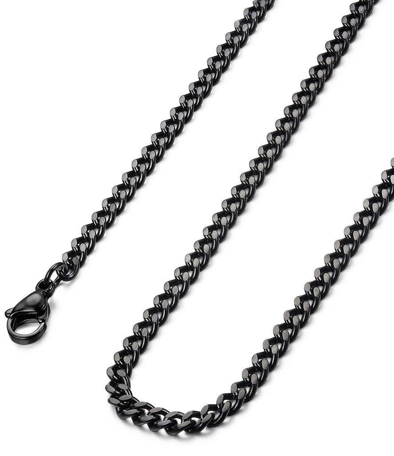 [Australia] - FIBO STEEL 3.5-6mm Stainless Steel Mens Womens Necklace Curb Link Chain, 16-30 inches 16.0 Inches Black 3.5mm 