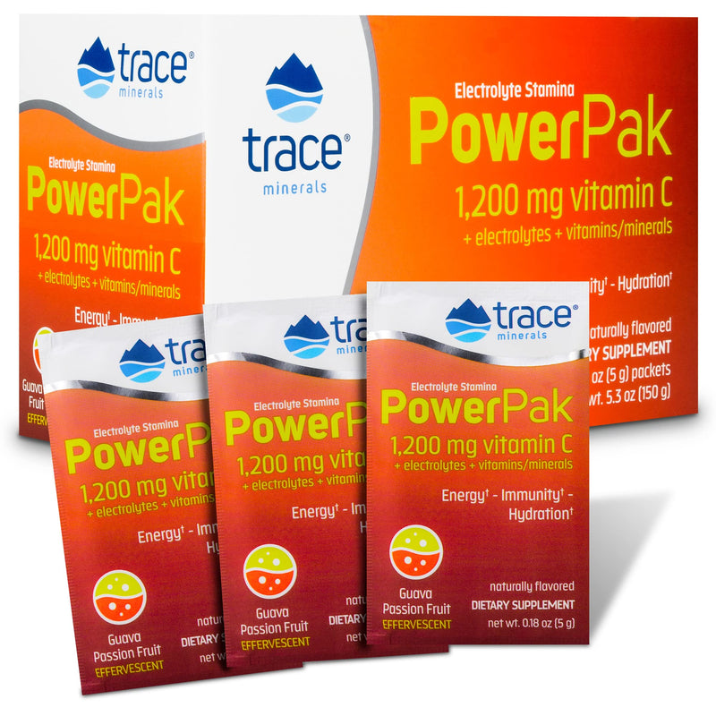 [Australia] - Trace Minerals – Power Pak (Guava Passion Fruit) | Electrolyte Powder Packets with Vitamin C & Zinc | Powerful Hydration, Immune & Energy Support with Essential Vitamins & Minerals (30 Packets)… (1) 1 