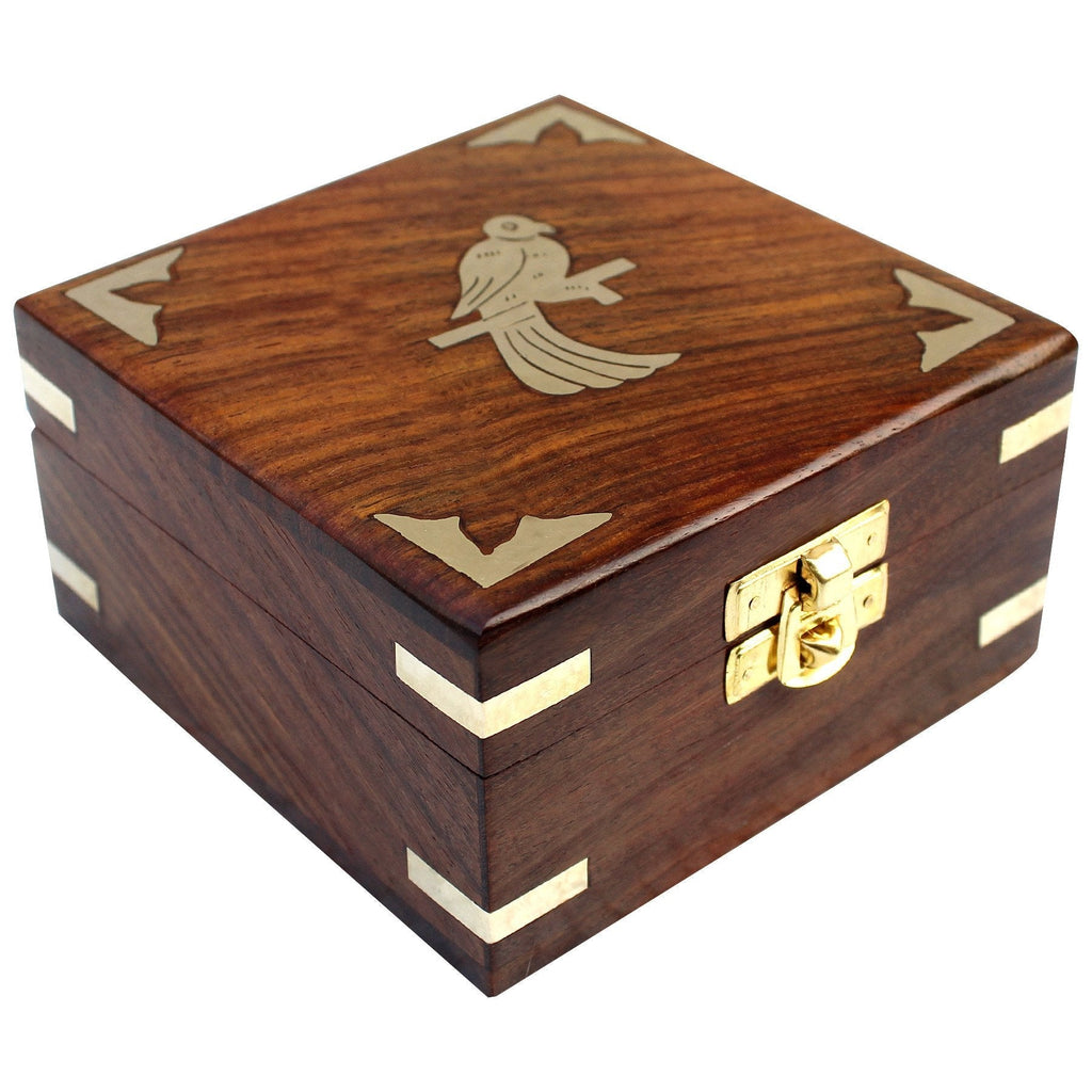 [Australia] - ITOS365 Handmade Wooden Jewelry Box for Women Jewel Organizer Hand Carved Gift Items Bird 