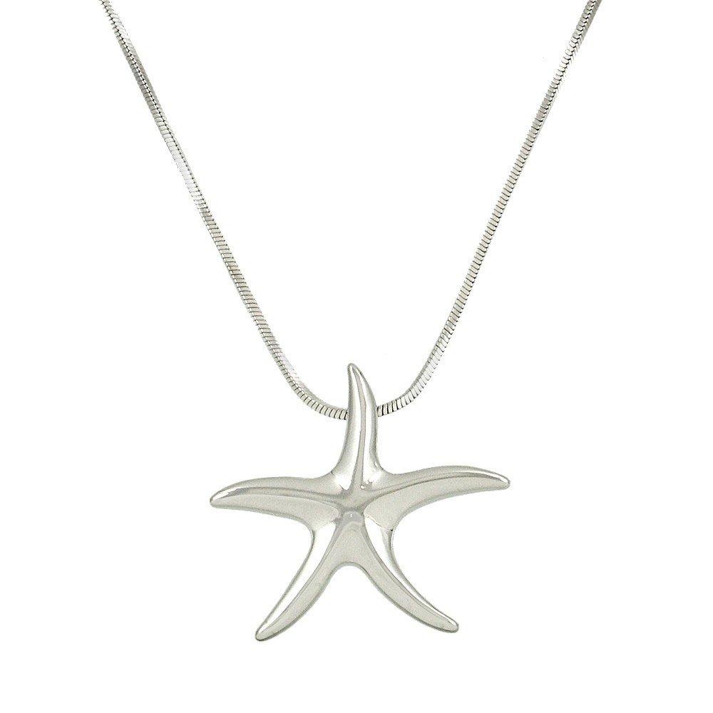 [Australia] - Falari Starfish Pendant Necklace Rhinestone Crystal Rhodium High Polished Style 4 - Large 